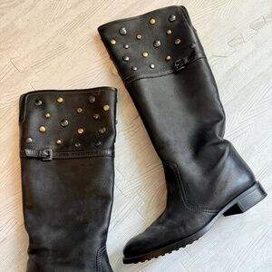 Tod’s Studded Calfskin leather Boots, (size 37) 7 Black